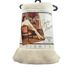 Vintage Jaclyn Smith Ivory Tights Control Top Lycra Small/Medium Satin Opaque